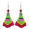 Colorful Embroidery Long Drop Earrings